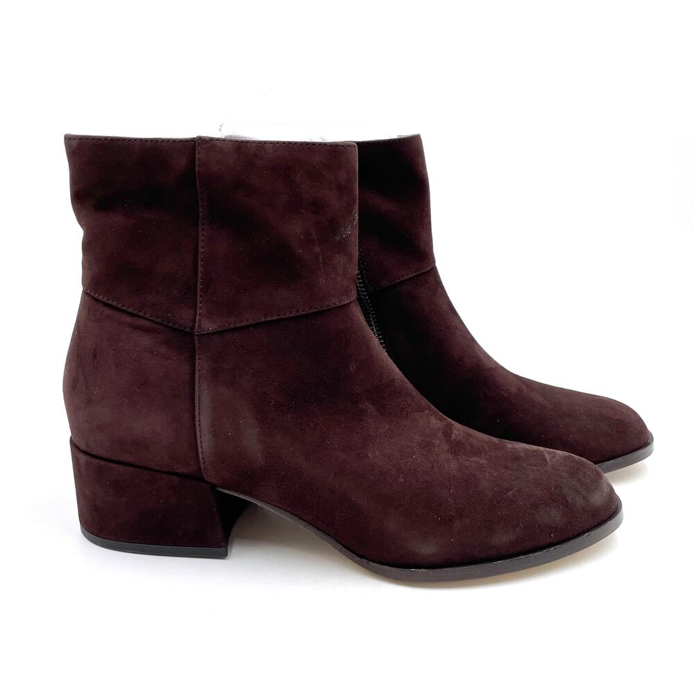 Eileen Fisher Anja Boots Chocolate Brown Suede Block Heel Ankle Sz‎ 10 - Picture 2 of 10